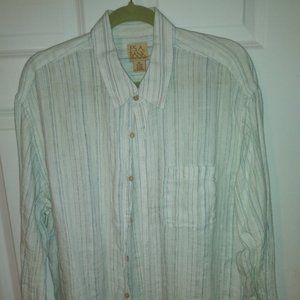 Jos. A. Banks Men's Pin-Striped White 100% Linen Button-Down Shirt, Size: XL
